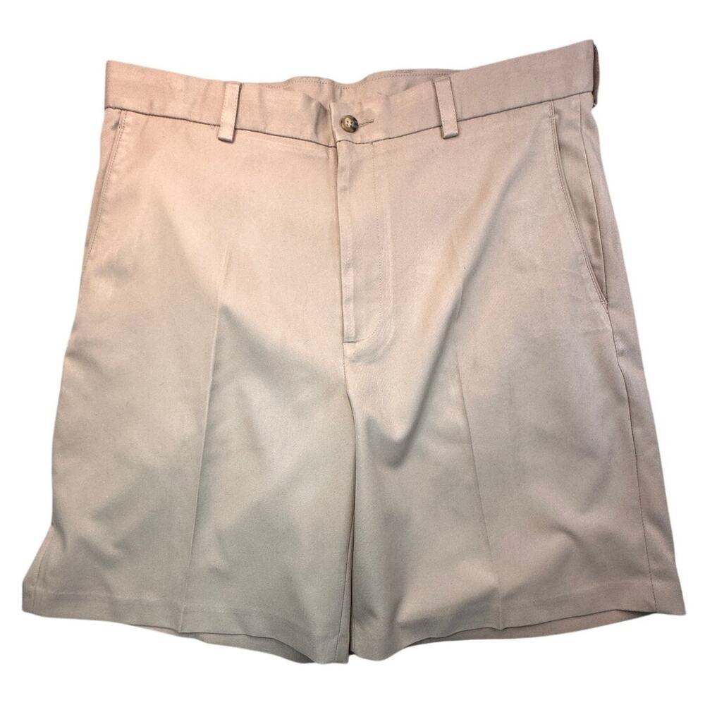 Oxford Golf Performance Stretch Khaki Flat Front 34 Golf Preppy Minimalist